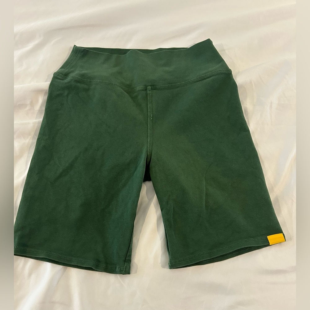 Green Biker Shorts High Waisted Stretch Athletic Lounge Medium